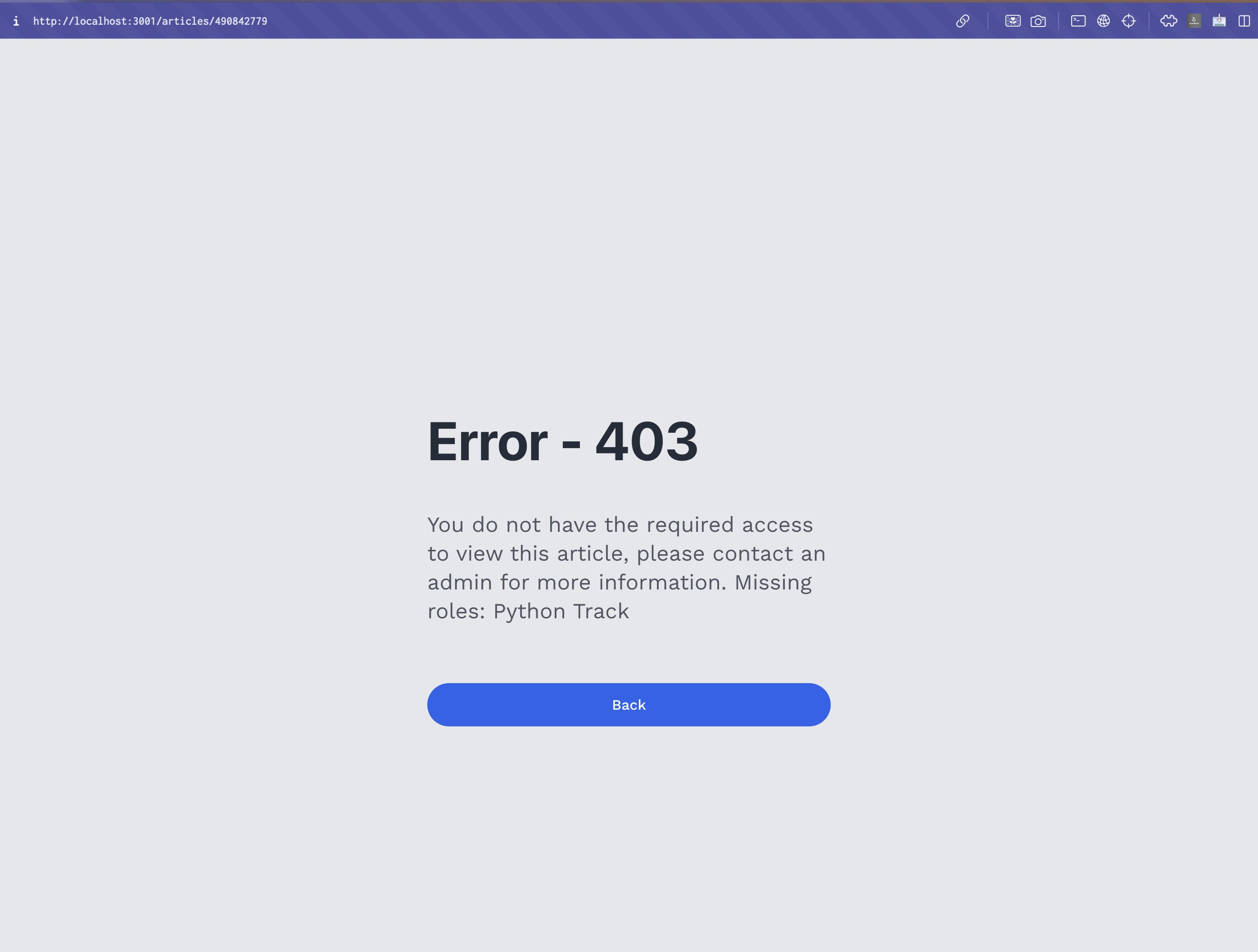 Restricted Access Error Page